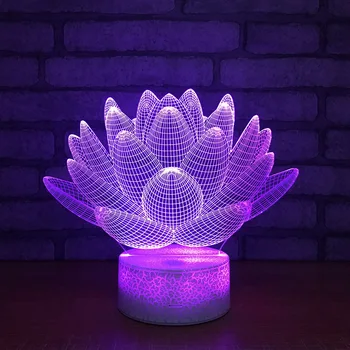 

Colorful Lotus 3d Lights Headlamp Stereo Vision Led Illusion 3d Light Fixtures Remote Touch switch Led Night Light