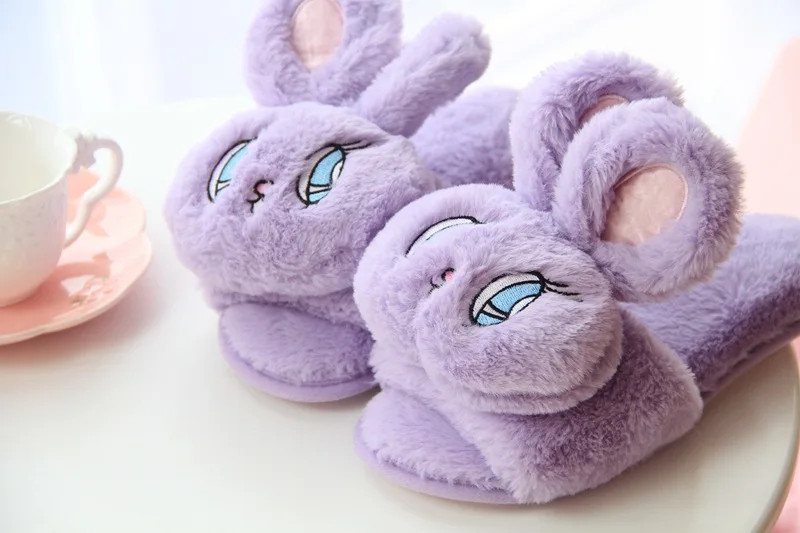 HUANQIU Autumn And Winter Plush Slippers Cartoon Home Cotton Slippers Elk Off-the-slip Slippers wyq96