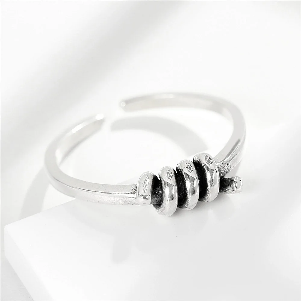 screw Tai-silver open ring 100% Sterling 925 silver Jewelry Vintage Adjustable rings for women gift