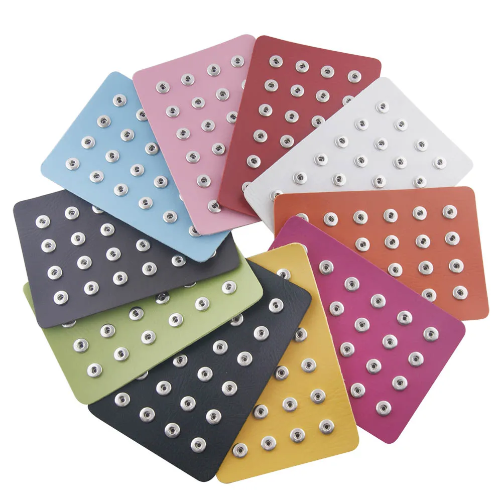 

Partnerbeads New Design Snap Jewelry PU Leather 12MM Snap Display 24PCS Snap Button Soft Display colorful