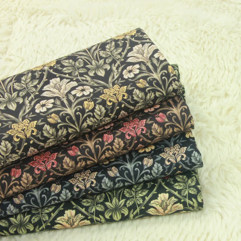 

half yard import plain cotton fabric handmade DIY garment patchwork bag cloth, retro flower print for you A761