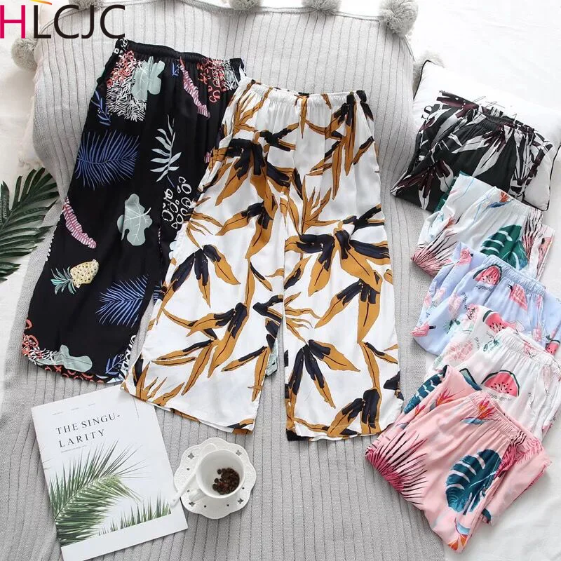 

Cheap! Soft Comfort Women Calf-Length Pants Cotton Sleep Pants Lounge At Home Women Spring Summer Cotton Pajamas Sleep Bottoms