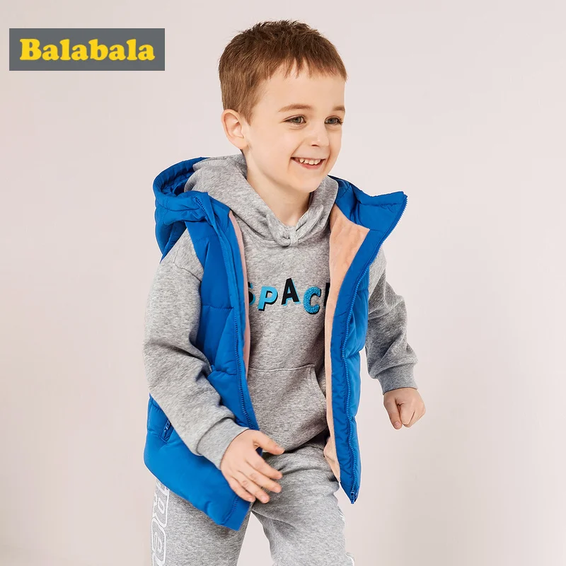 Balabala Toddler Boy Fleece Lined Hooded Puffer Vest with Small Stand