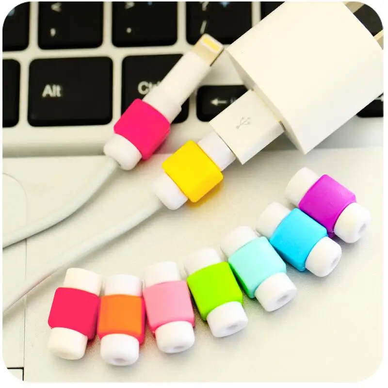 10 шт./лот Симпатичные защитные наушники для кабеля iPhone USB цветные Чехлы зарядного