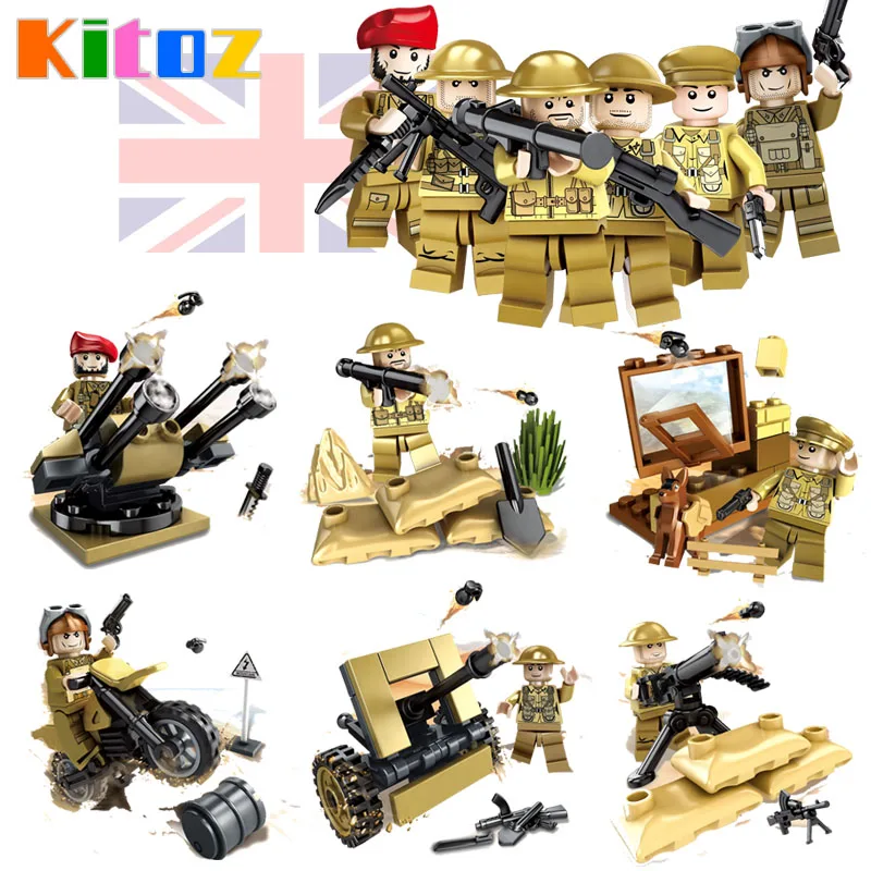 

Kitoz World War II WW2 Battle of Imphal UK British Army Soldiers Building Block Toy Weapon Military Figure Compatible with lego