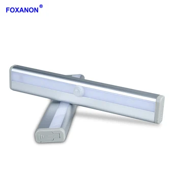 

Foxanon 6 /10 LEDs Under Cabinet Light PIR Motion Sensor AAA Battery Powered Wireless Smart OFF/ON Night Lamp Emergency Lighting
