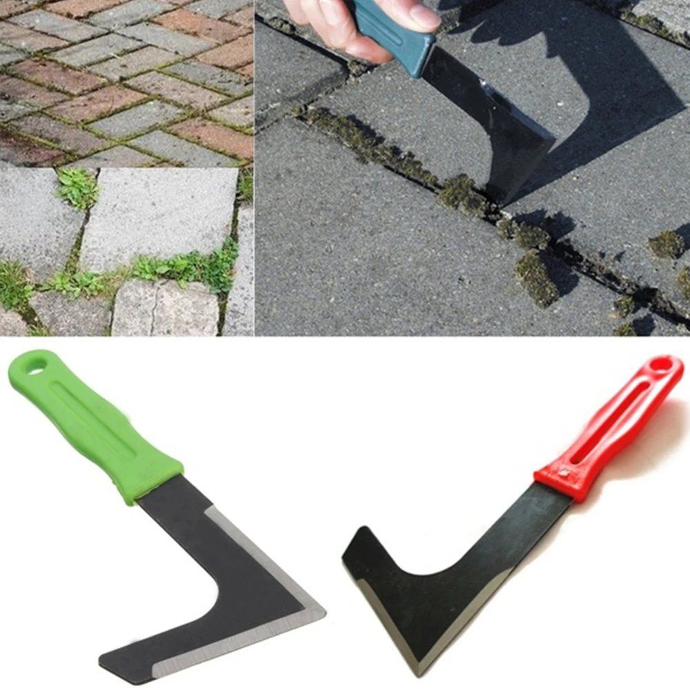 

Metal small mowing sickle knife L shaped garden patio weed cutter paving weeds stone remove groove weeder