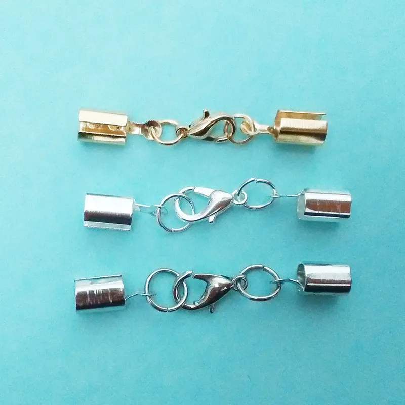 crimp ends leateher cord necklace ropes crimps end tips w/loop lobster