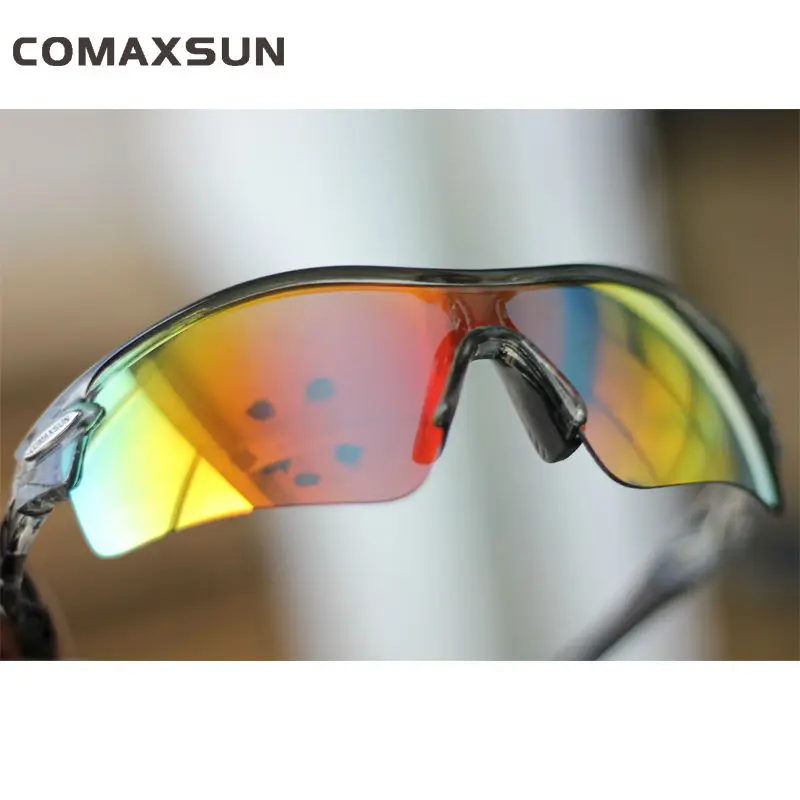 COMAXSUN, Профессиональные поляризованные велосипедные очки, велосипедные очки, спортивные велосипедные солнцезащитные очки, UV 400, с 5 линзами, 5 цветов
