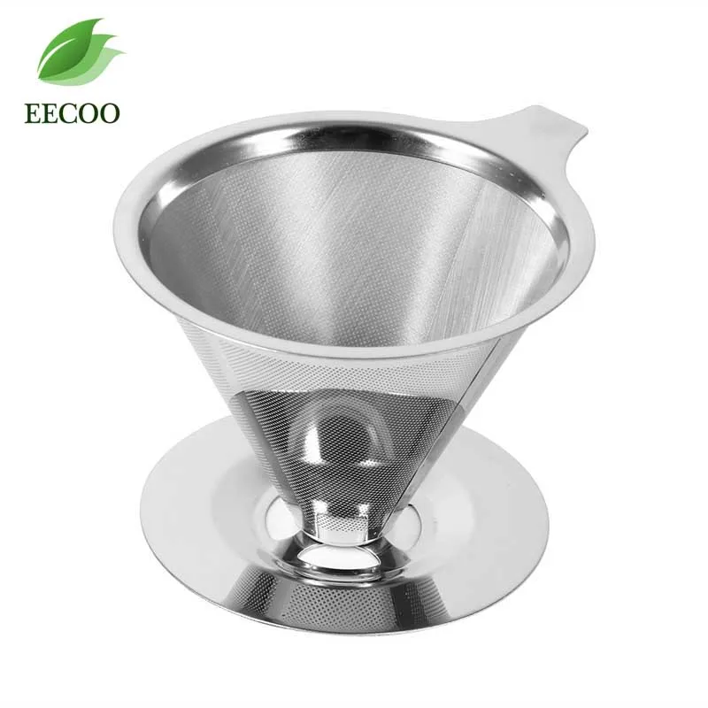 Reusable Metal Coffee Filters V Shape Filter Cup Strainer Tea Leaf Cone