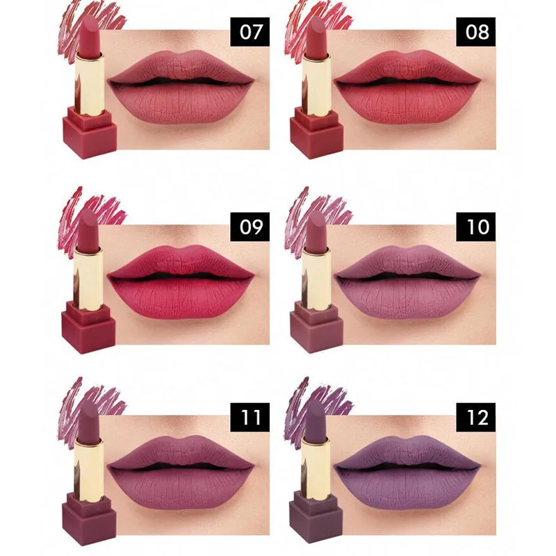 Brand Makeup Lips 12pcs/Set 12 Colors Matte Lipstick Easy to Wear Pigment Velvet Nude Lipstick Kits Waterproof Matte Cosmetics Brand Makeup Lips 12pcs/Set 12 Colors Matte Lipstick Easy to Wear Pigment Velvet Nude Lipstick Kits Waterproof Matte Cosmetics