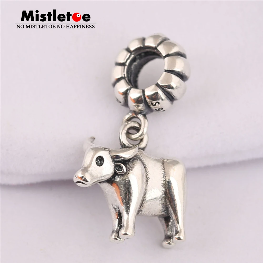 

Mistletoe Jewelry Authentic 925 Sterling Silver Animal Zodiac Cattle Cow Dangle Charm Bead Fit European Bracelet