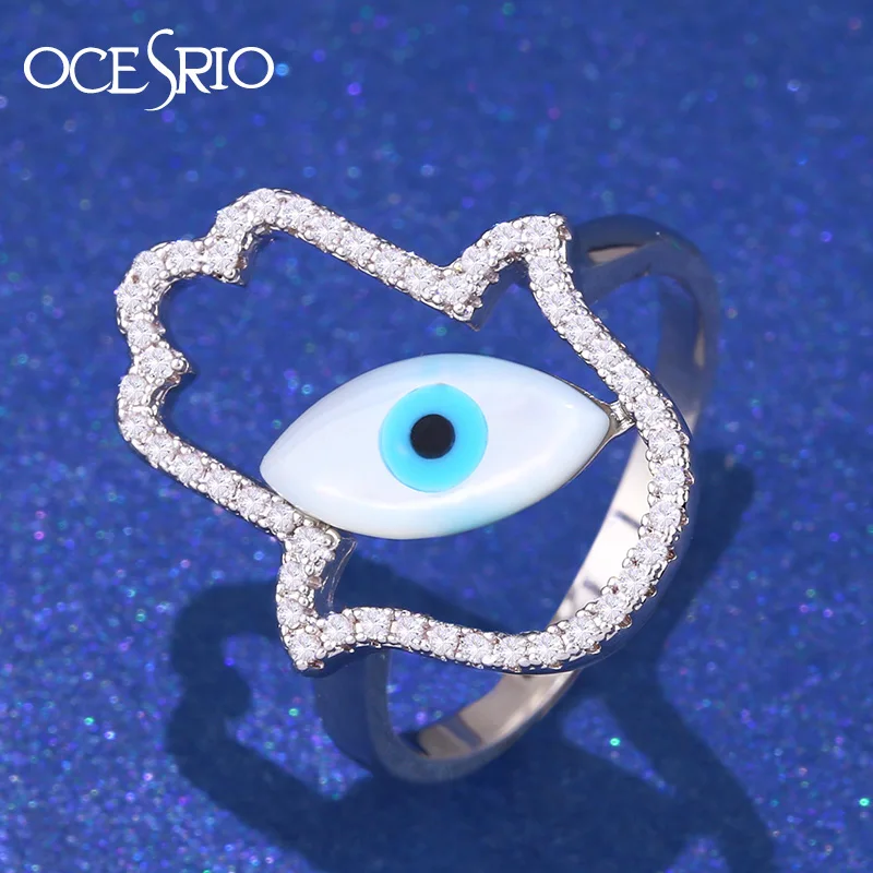 OCESRIO кубический цирконий золотой фатима ручные кольца серебряного цвета