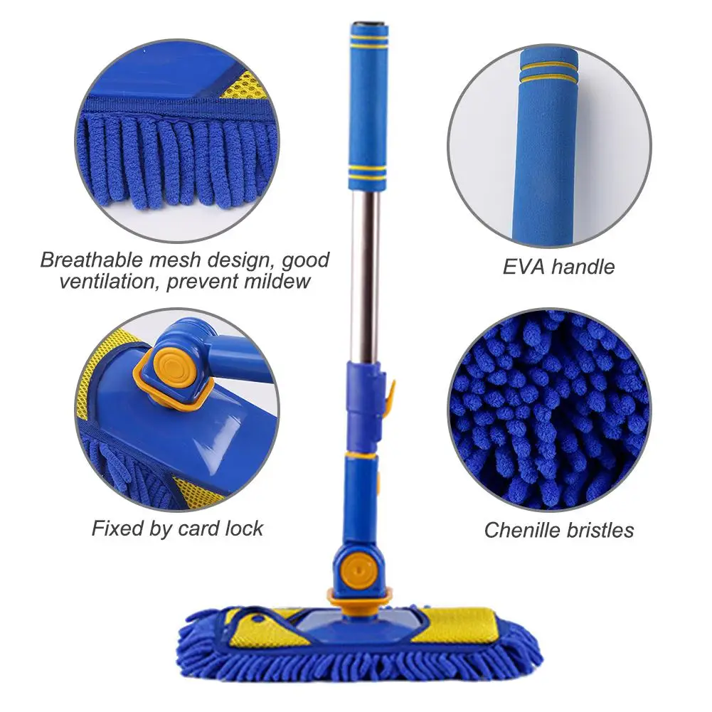 Car Wash Mop Chenille Brush Retractable Rotating Brush Car Cleaning Tool Highly Absorbent Easy To Clean And Dry Car Accessories