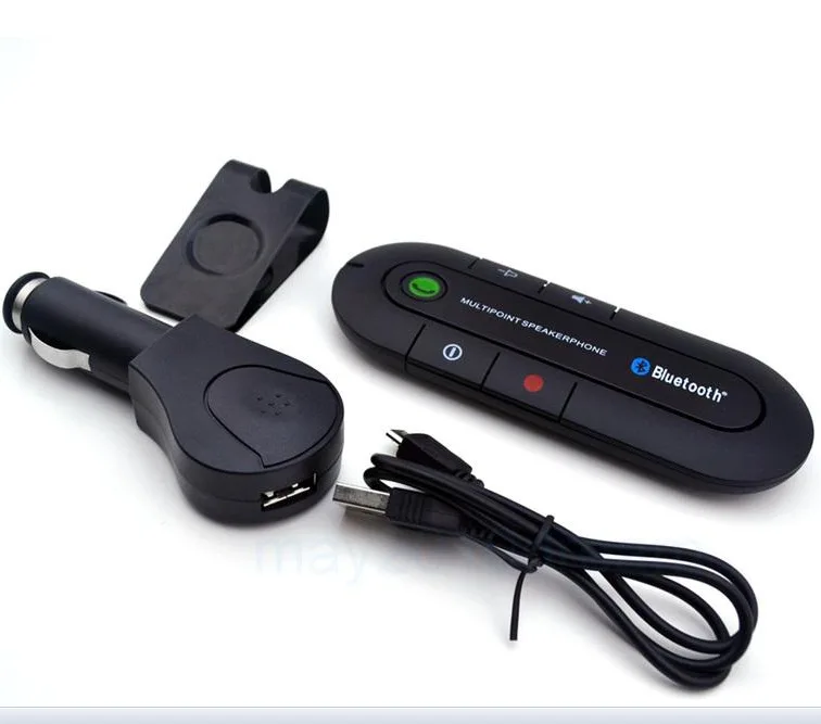 Universal Bluetooth Wireless Speaker Phone MP3 Player Car Kit Sun Visor Clip Speakerphone Car Charger socket (30)