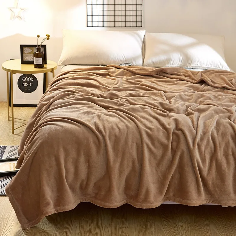 Buy Light Tan Solid Color Fleece Blankets For Adults