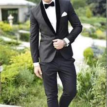 Изготовленные на заказ темно-серые свадебные костюмы шаль черный воротник жениха костюмы(куртка+ брюки