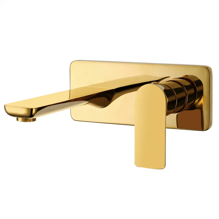 

Square Style Wall Mount Bathroom washbasin lavatory Vanity Sink Faucet mixer tap Gold color