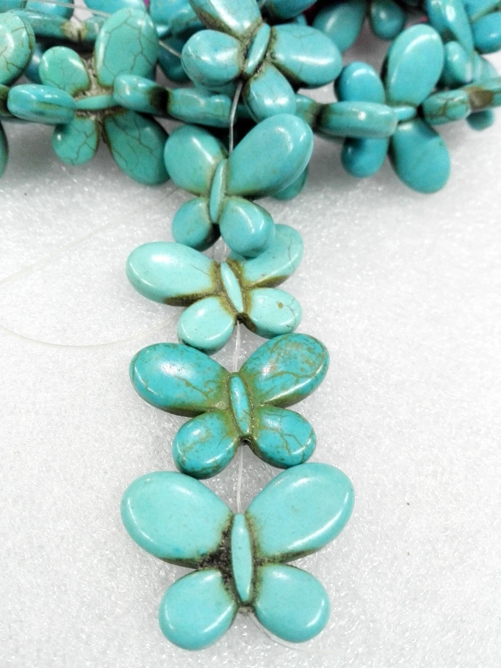 Total 30 pcs beads 25x35mm Bright light blue bead carved Pretty