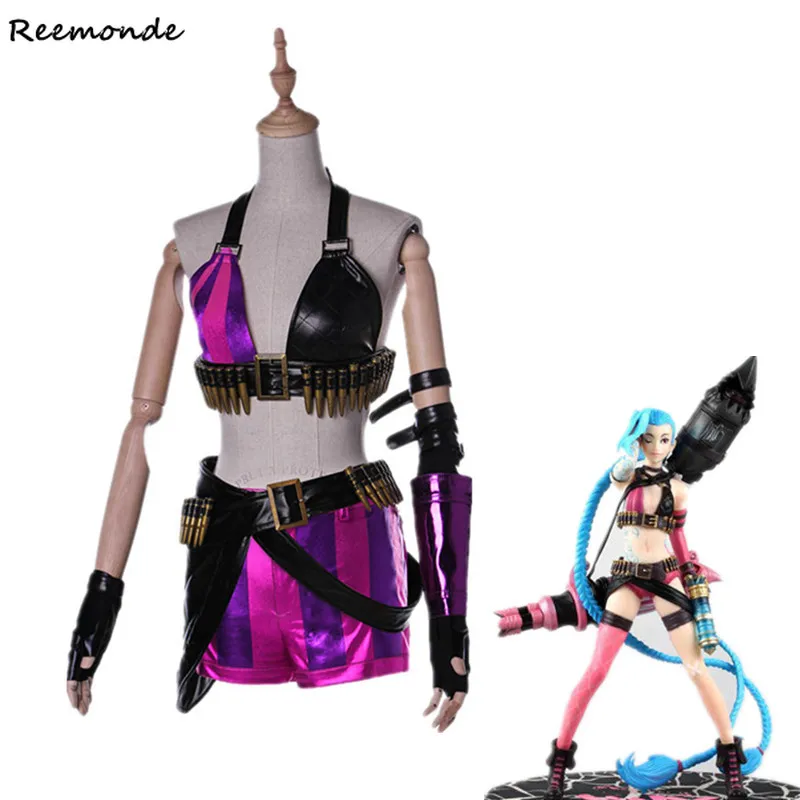 

Game LoL Crit Loli Jinx Cosplay Costume Jinx Original Skin Magical Uniforms Synthetic Wigs Hair For Women Girls Party Clothing