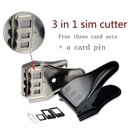 Тройной микро Sim резак для IPhone 5 4S 4 с нано микро стандартный адаптер sim-карты и лоток для sim-карты держатель извлечения Pin ключ инструмент