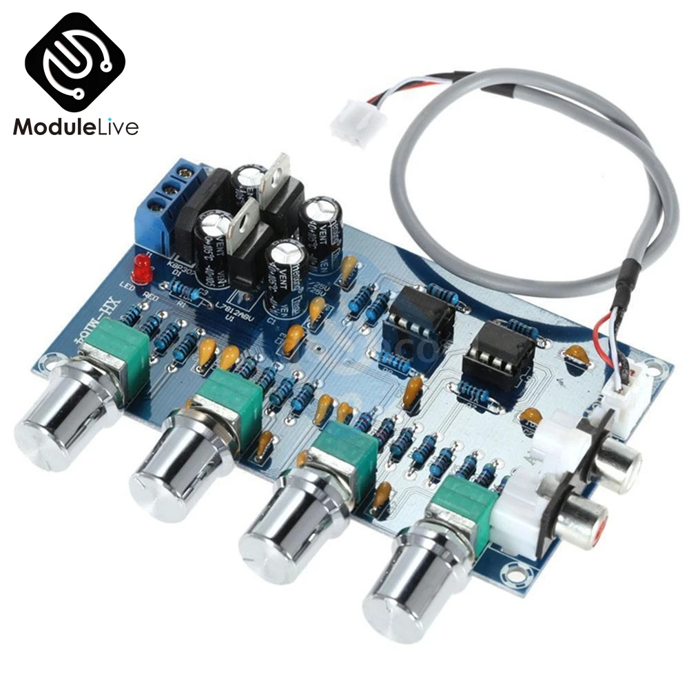 NE5532 Stereo Pre-amp Preamplifier Tone Board Audio 4 Channels 12-24V AC Amplifier Module NE5532 Stereo Pre-amp Preamplifier Tone Board Audio 4 Channels 12-24V AC Amplifier Module