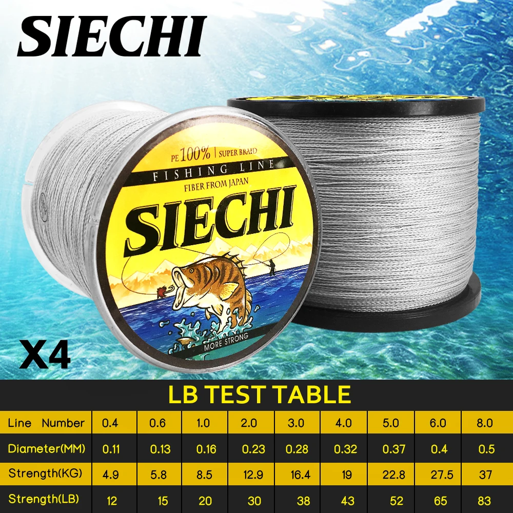 SIECHI 300 متر 500 متر 1000 متر رمادي 4 السواحل 12-83LB جديد PE مضفر الصيد سلك المتعددة الشعيرات سوبر قوي خيط صنارة الصيد اليابان