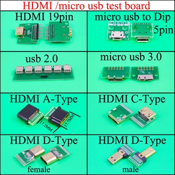 

YuXi HDMI/micro USB to DIP Adapter Converter PCB circuit test Board USB 2.0 3.0 /Type-C Male Female micro mini 5pin 19pin