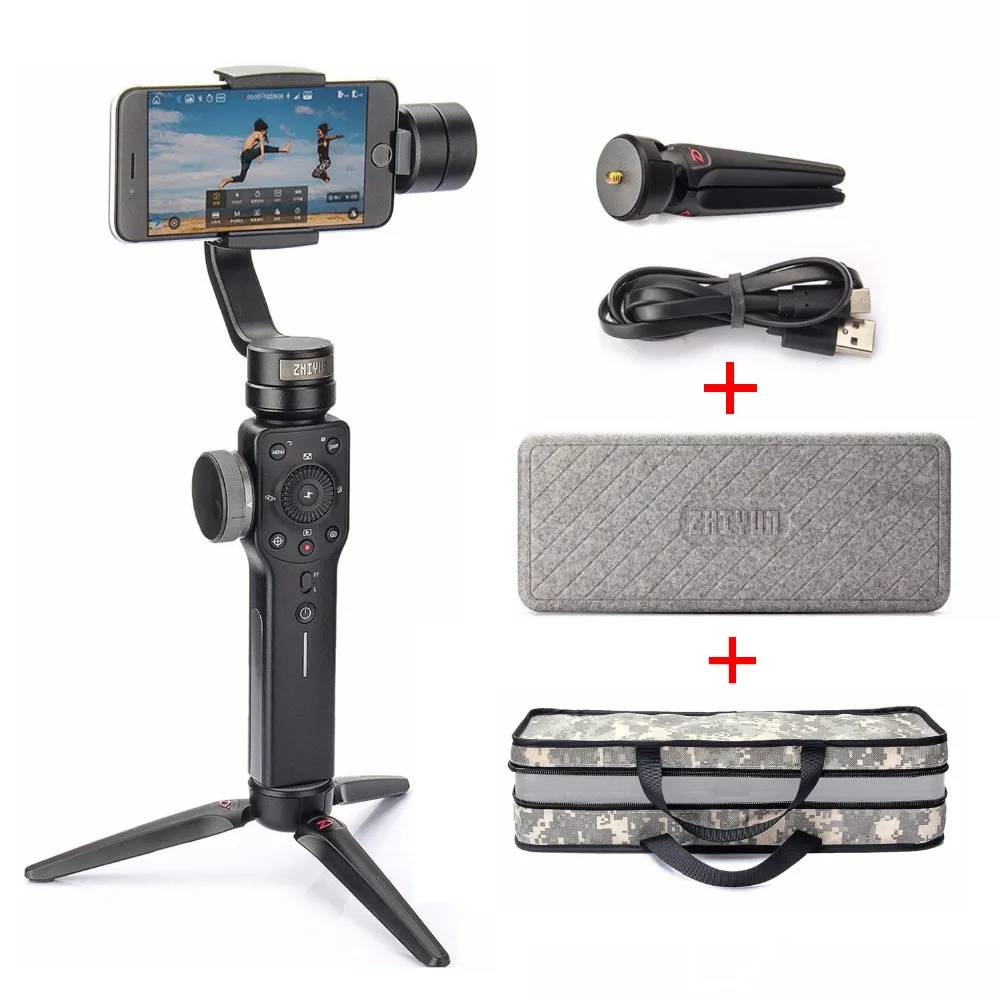 3 осевой Ручной Стабилизатор Zhiyun Smooth 4 для iPhone X 8 7 Plus 6 Samsung S8 + S7 S6 чехол переноски