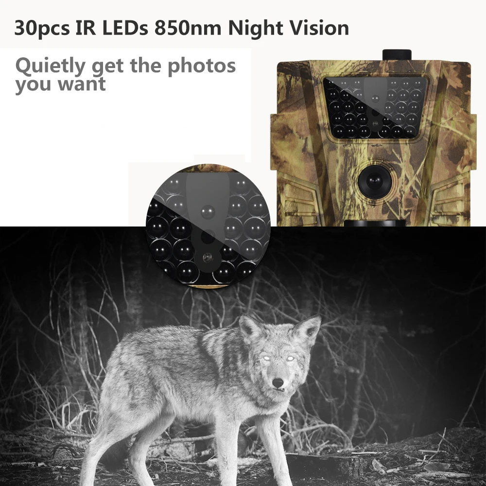 HT001B Trail camera 30 шт. Инфракрасные светодиоды Скаут Ночная охотничья камера 120 градусов PIR 12MP лес водонепроницаемые дикие ловушки для фотоаппаратов