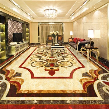 

Custom Floor Wallpaper European Style 3D Marble Self-adhesive Waterproof PVC Wall Sticker Living Room Corridor Floor Mural Paper