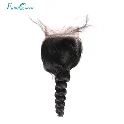 Али FumiQueen волосы бразильский свободная волна бесплатная часть 4x4 кружева застежка 10 "-20" Волосы remy натуральный цвет человеческих волос