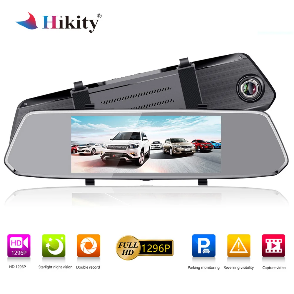 

Hikity Backup Camera 7" Mirror Dash Cam Touch Screen 1080P Rearview Front and Rear Dual Lens with Waterproof Reversing Camera