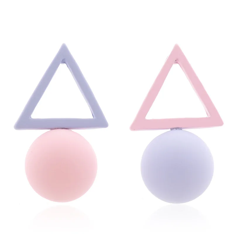 

MISANANRYNE Sweety Candy Color Triangle Ball Brincos For Women Punk Fashion Stud Earring Korean Earing boucle d'oreille Jewelry