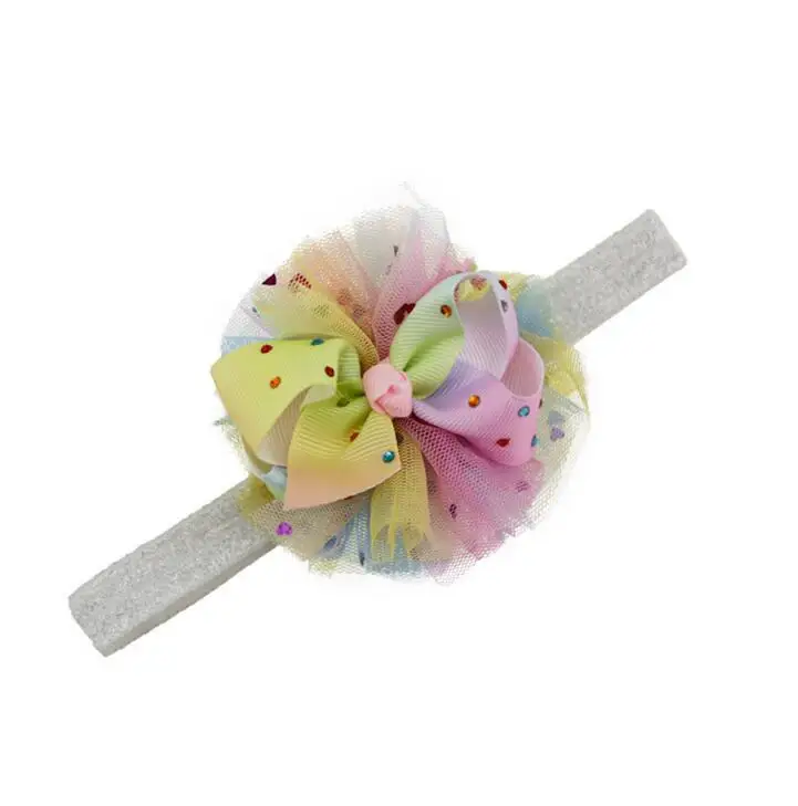 50 шт. DHL бутик волосы луки Hairband Обувь для девочек 3 ''марля хлопок цветок оголовье с эффектом омбре ленты лук