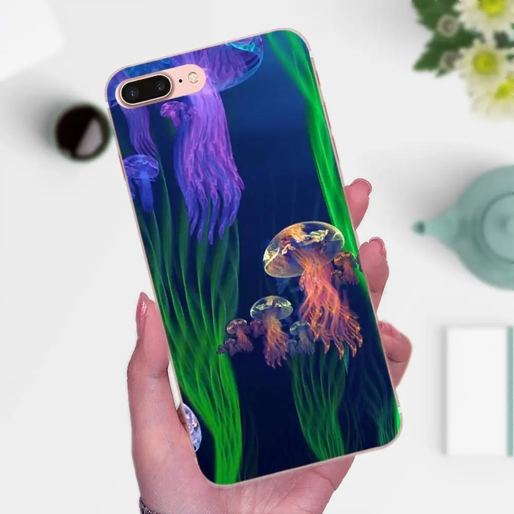 Синий Медузы в море Красочные Для Galaxy J1 J2 J3 J330 J4 J5 J6 J7 J730 J8 2015 2016 2017 2018 мини Pro TPU