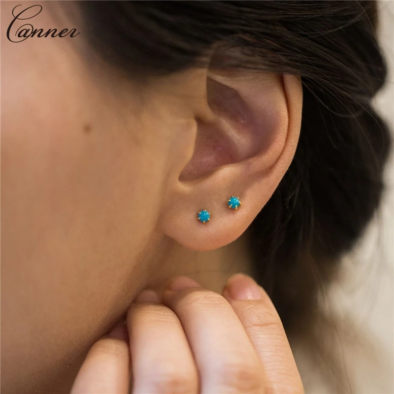 

Mini Earrings for Women Girls Tiny Gold Stud Earrings Ball Round Blue Natural Stone Earrings 2019 Fashion Jewelry kolczyki Q40