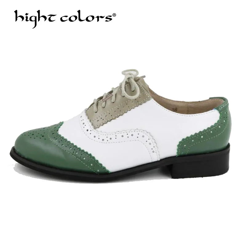

Fashion vintage handmade shoes ,brockden oxford shoes for women Color matching genuine leather plus size single shoes