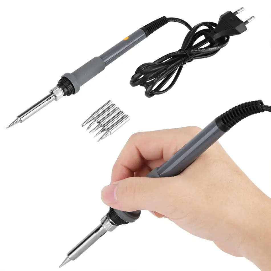 60W Electric Soldering Iron Adjustable Temp Hand Tool Kit Welding