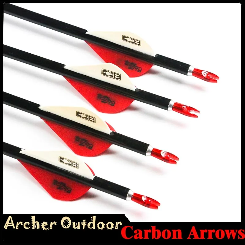 

12Pcs Spine 300 340 400 500 600 Pure Carbon Arrow Pin Nock Plastic Vane Bow Hunting Shooting Archery Outdoor Accessories New