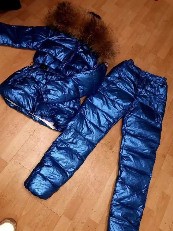 Женский костюм, зимняя куртка, женские пуховики, парка, женский пуховик, куртка и штаны, костюм, брюки, верхняя одежда, зимний костюм - Цвет: Королевский синий