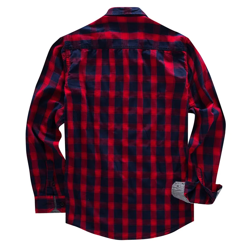 New Spring Autumn Casual Men's Dress Shirt 100% Pure Cotton Brand Classic Male Long Sleeve Plaid Shirts Tops Euro Size M-3XL (16)