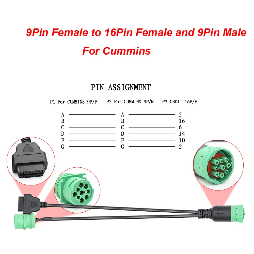 Горячая OBD2 грузовик диагностический инструмент 16 Pin кабель J1708 J1939 разъем OBD к OBD2 6 Pin 9 Pin грузовик кабель для Cummins грузовик