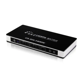 

HDMI Matrix 4x2 hdmi 1.4 Splitter Matrix with IR Remote Control Audio Supports HDMI2.0, HDCP 2.2/3D/4Kx2K Full HD 4K 1080P