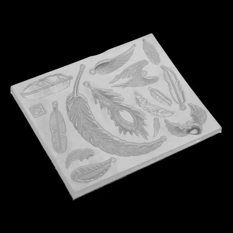 

3-D feather shape epoxy resin ultraviolet glue process silicone mould creative DIY art pendant brooch jewelry tools manual acces