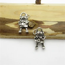 70PCS (17*10mm ) Antique Silver Robot Charms pendant fit European bracelet made diy Pendants for jewelry making