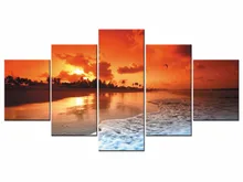 5 Pieces art Sunset sea beach painting Home Wall Decor Print Painting on canvas art print landscape picture art Framed J009-005 5 Pieces art Sunset sea beach painting Home Wall Decor Print Painting on canvas art print landscape picture art Framed J009-005