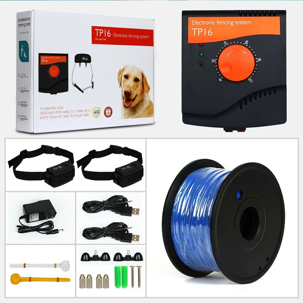 Koop TP16 5625 Vierkante Meter Hond Elektrische Hek Waterdichte Oplaadbare Dog Training Electric Shock Honden Kraag Hond Accessoires