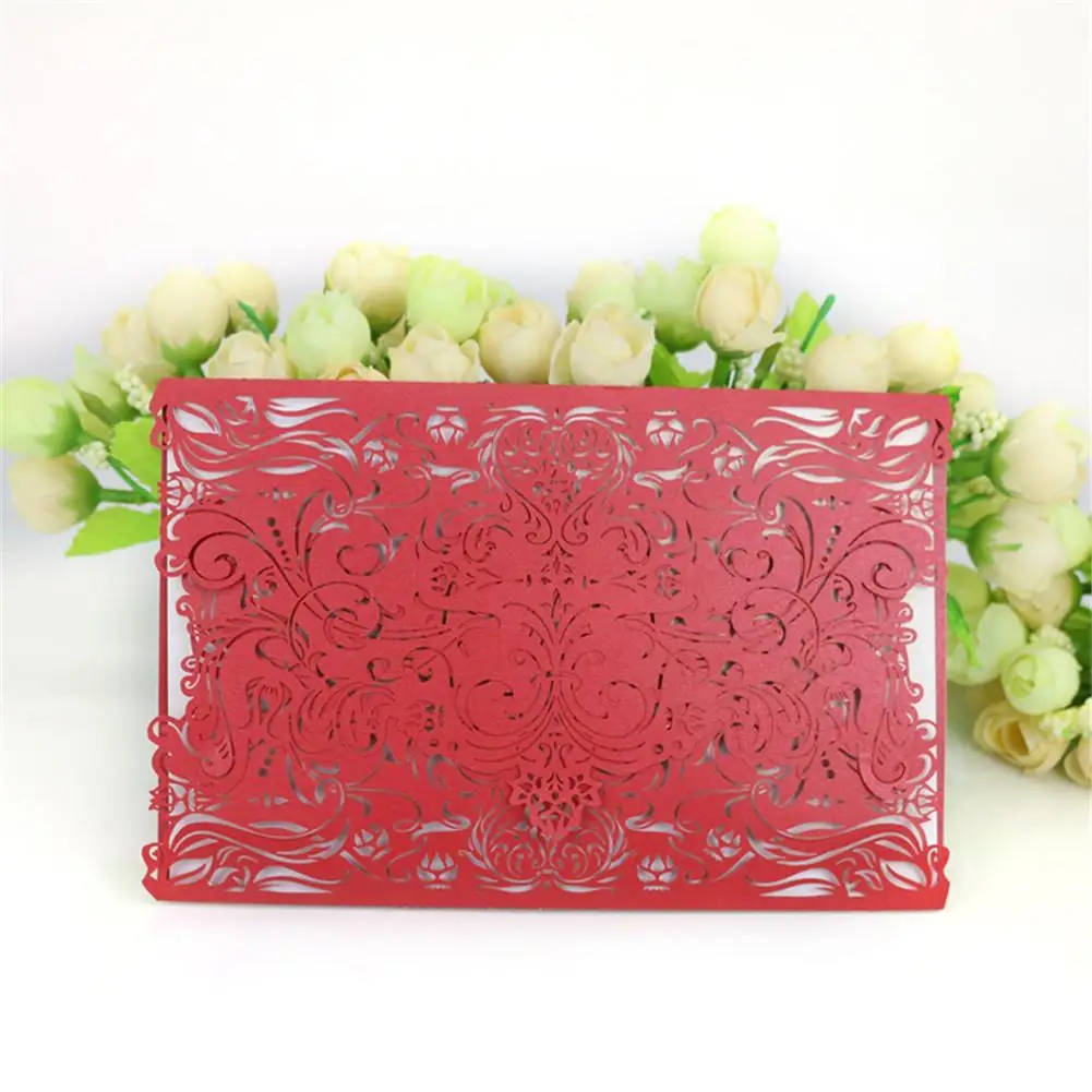 AUGKUN 10 PCS Hollow Carved Wedding Invitation Card Without Base Card - 33058009865