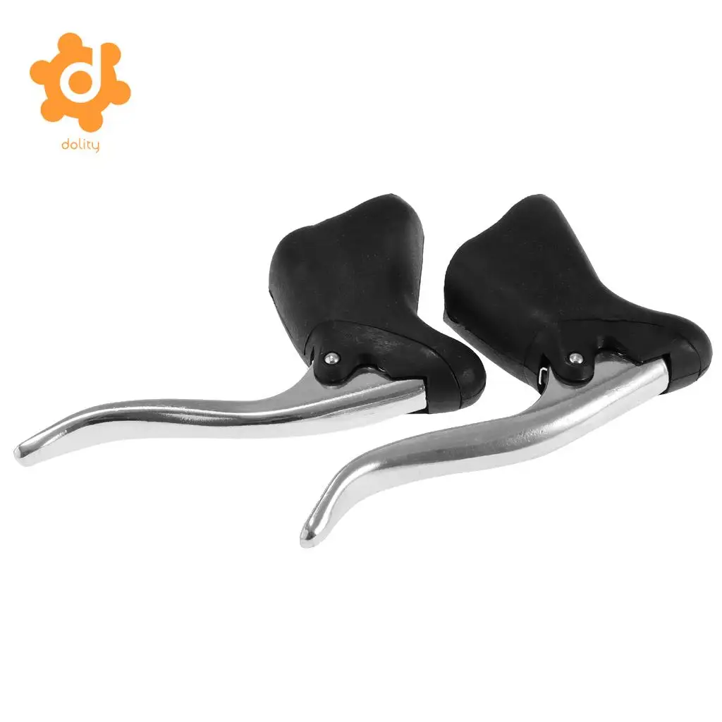 1 Pair Road Bike Drop Bar Brake Levers Bicycle Cycling Bent Brake Handles Handbrakes Fixed Gear fits for 22.2 - 23.8mm Handlebar